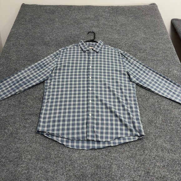 Faherty Other - Faherty Shirt Mens L Blue Supima Cotton Stretch Plaid Button Down Casual Style
